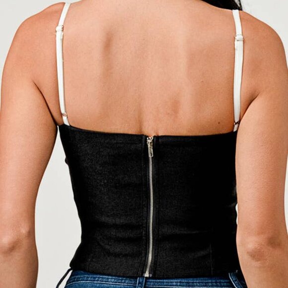 NWT - Chic Contrast trim cropped cami top - white - Picture 7 of 10